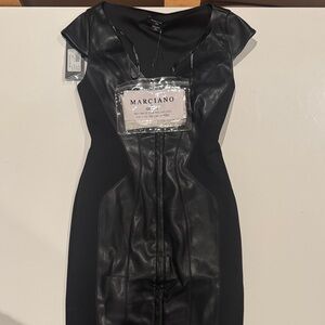 Marciano Black Leather-Accent Mini Dress SOLD